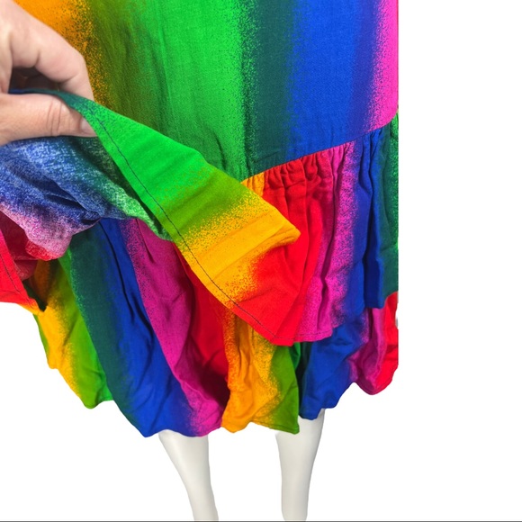 VTG 80's/90's NWT DEADSTOCK Liz E. Parker Texas Made Rainbow Tiered Skirt Sz 6 - Picture 3 of 8